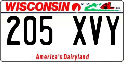 WI license plate 205XVY