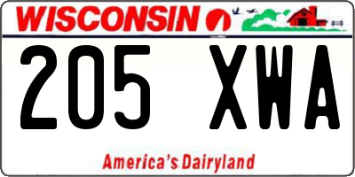 WI license plate 205XWA