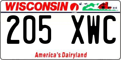 WI license plate 205XWC