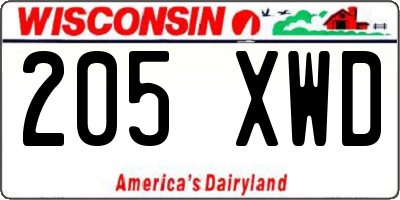 WI license plate 205XWD
