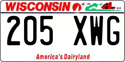 WI license plate 205XWG
