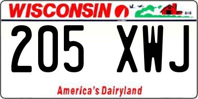WI license plate 205XWJ