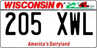 WI license plate 205XWL