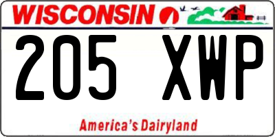 WI license plate 205XWP