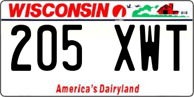 WI license plate 205XWT