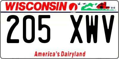 WI license plate 205XWV