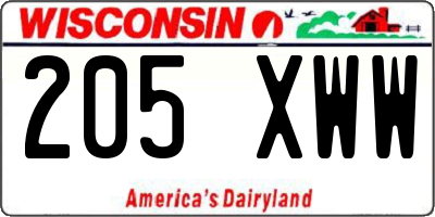 WI license plate 205XWW