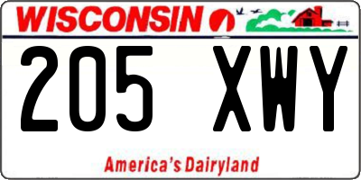 WI license plate 205XWY