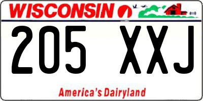 WI license plate 205XXJ