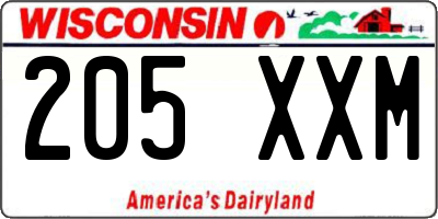 WI license plate 205XXM