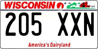 WI license plate 205XXN