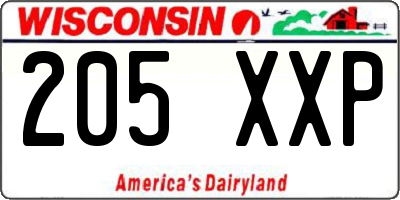 WI license plate 205XXP