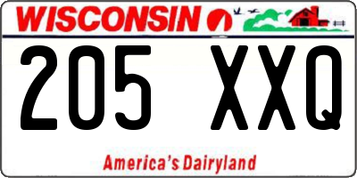 WI license plate 205XXQ