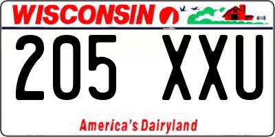 WI license plate 205XXU