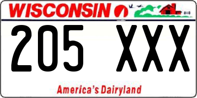 WI license plate 205XXX