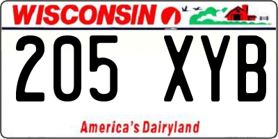 WI license plate 205XYB