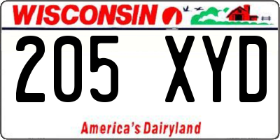 WI license plate 205XYD
