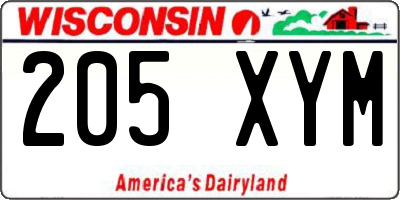WI license plate 205XYM