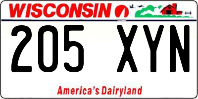 WI license plate 205XYN