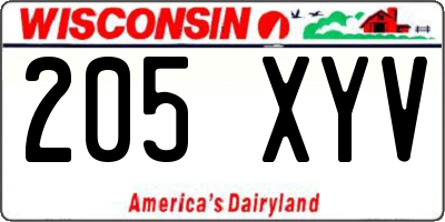 WI license plate 205XYV