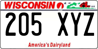 WI license plate 205XYZ