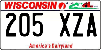 WI license plate 205XZA