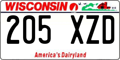 WI license plate 205XZD