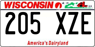 WI license plate 205XZE