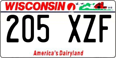 WI license plate 205XZF