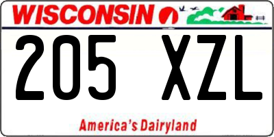 WI license plate 205XZL