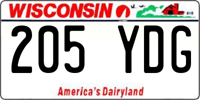 WI license plate 205YDG