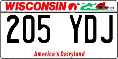 WI license plate 205YDJ