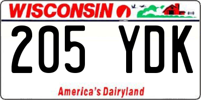 WI license plate 205YDK