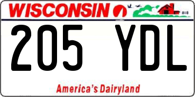 WI license plate 205YDL