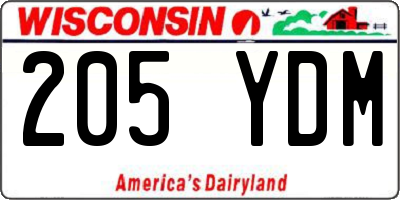 WI license plate 205YDM