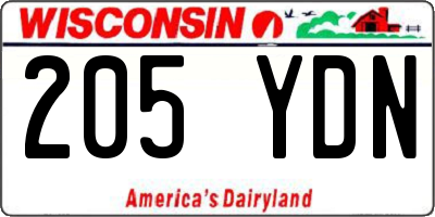 WI license plate 205YDN