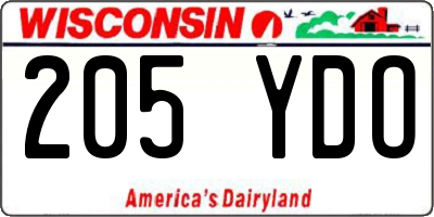 WI license plate 205YDO