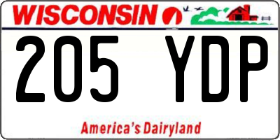 WI license plate 205YDP