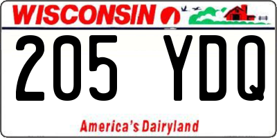 WI license plate 205YDQ