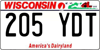 WI license plate 205YDT