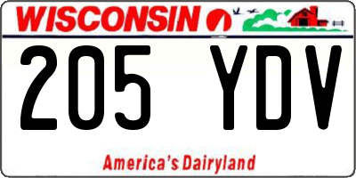 WI license plate 205YDV