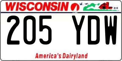 WI license plate 205YDW