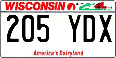 WI license plate 205YDX