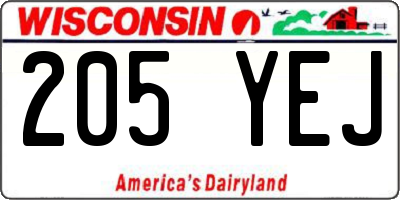 WI license plate 205YEJ