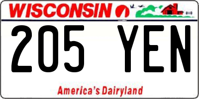WI license plate 205YEN