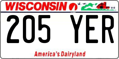 WI license plate 205YER