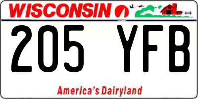 WI license plate 205YFB