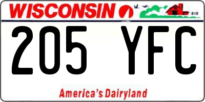 WI license plate 205YFC