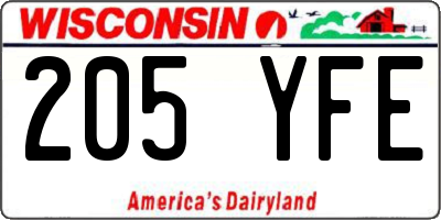 WI license plate 205YFE