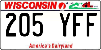 WI license plate 205YFF